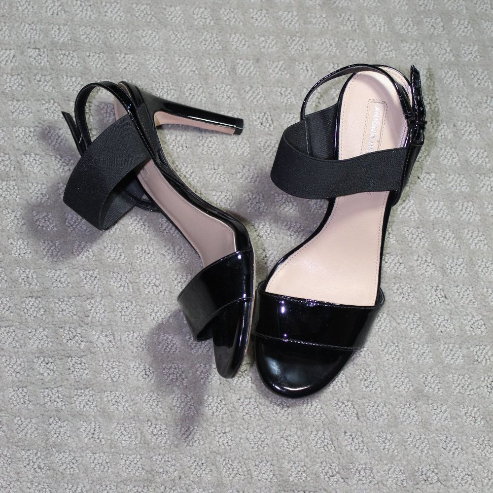 Antonio Melani Vorana Size 9 Black Patent Leather Slingback 4" Heels